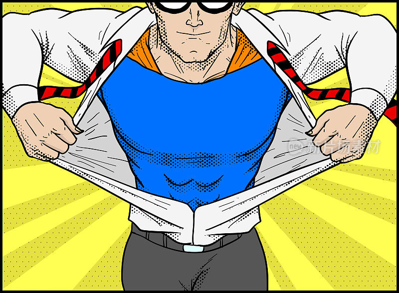 Vector Retro Pop Art Superhero Transformation illustration